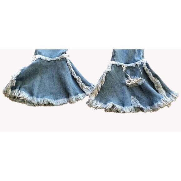 Aphrodite Jeans 9 Distressed Stretch Raw Bell Hem - Picture 11 of 14